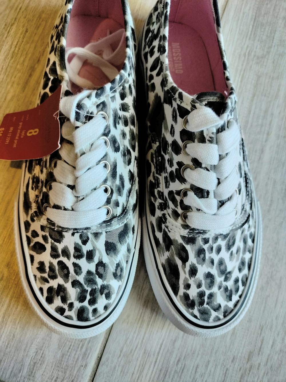 Mossimo Supply Co. Leopard Print Canvas Sneakers - White/Black with Pink Insole